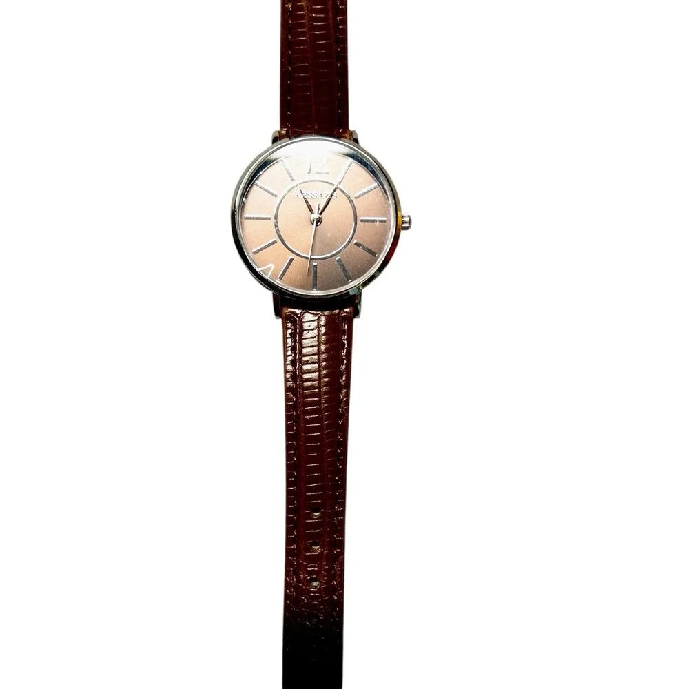 NIB Kessaris Womens 34mm Brown Watch Leather‎ Band